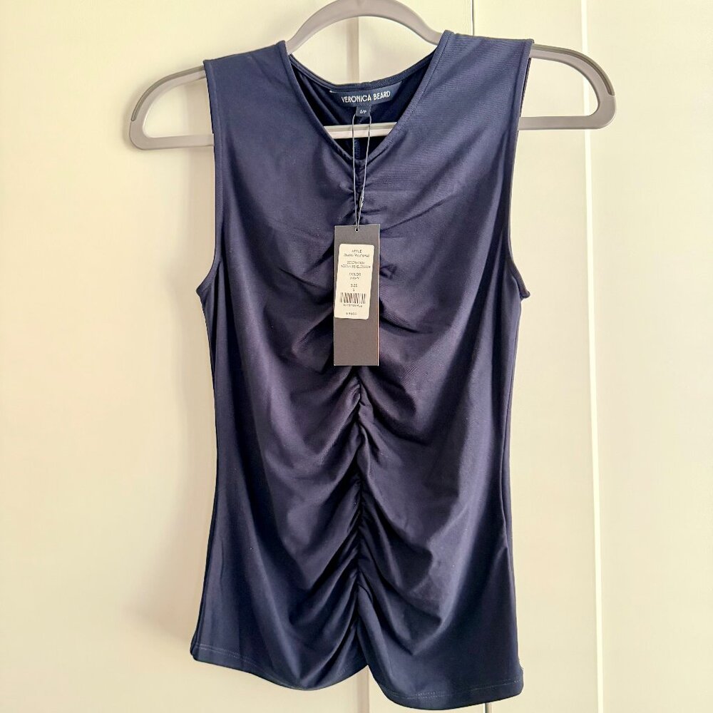 Veronica Beard Neeta Ruched Jersey Top, Size Small NWT
